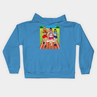 Jogging Marathon Runners And Train Kids Hoodie